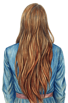 Back Profile of a Woman with Long Hair Hand Drawn png