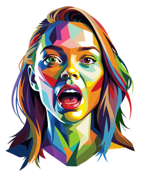 Powerful Screaming Woman Portrait Art png