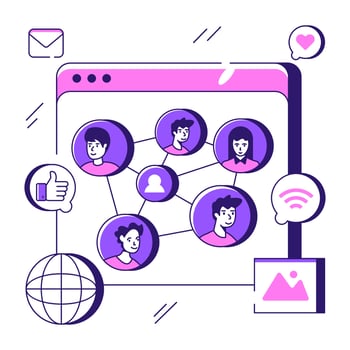 An illustration design of online team isolated on white background vector