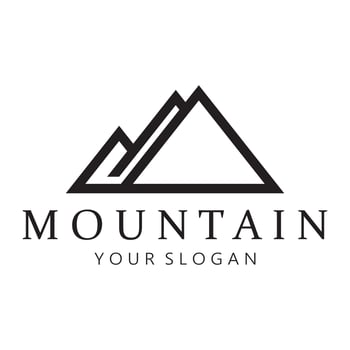 Minimalist mountain and sun logo design flat colors packed with modern concepts illustration vector