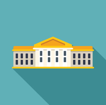 Government building facade featuring columns and windows vector