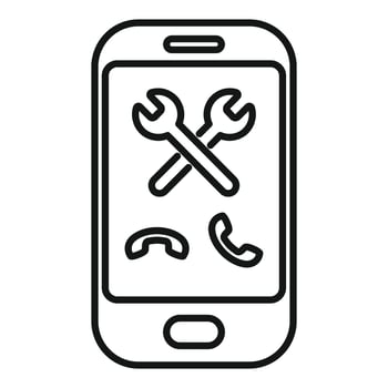 Mobile phone showing crossed wrenches for repair service and phone icons vector