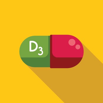 Vitamin d3 capsule supplement promoting bone and immune system health vector