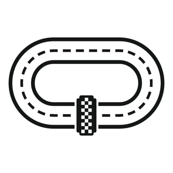 Oval race track with checkered finish line marking start of automobile competition vector