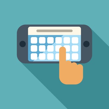 Person using smartphone with mobile application for online shopping vector