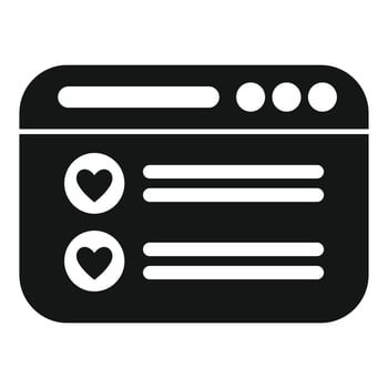 Website showing online dating profile with wishlist icon vector