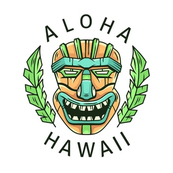 hawaii tiki mask illustration.summer holiday.nice design concept for print vector