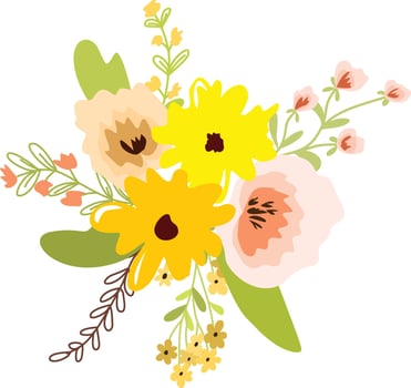 wild flower bouquet hand drawn illustration clipart for decoration invitation,greeting,happy birthday,wedding,poster card vector