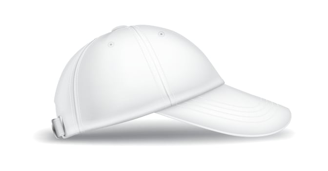 Cotton baseball cap realistic illustration. Casual fashion. Mockup sports headwear side view 3d object on white background vector