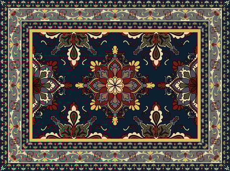 Persian carpet room decoration carpet pattern damask abstract flower floor mat vector
