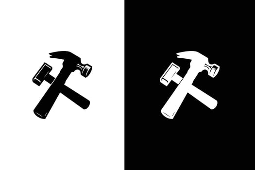 Hammer icon silhouette illustration. vector