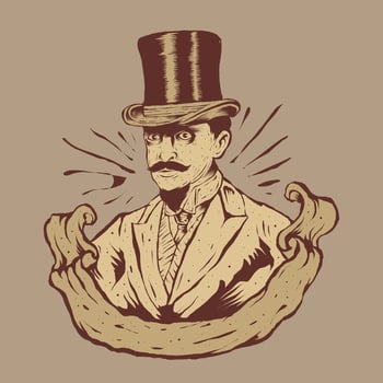 Man with Vintage Fashion and Big Hat Logo Illustration vector