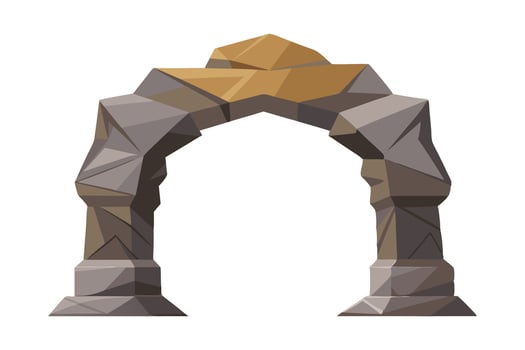 Majestic artificial rock archway flat illustration on white background vector