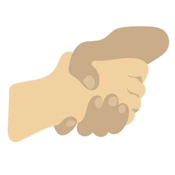 closeup shaking hand illustration isolated on white background vector