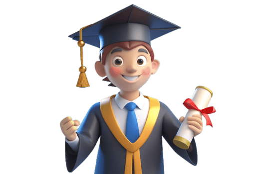 3D illustration of Male Student Wearing Graduation Attire And Holding Diploma Certificate png