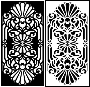 laser cutting flower pattern black and white panel vector