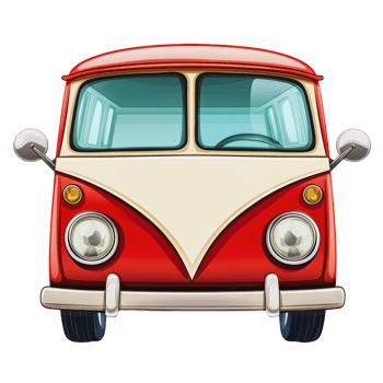PNG Retro red and white van illustration for travel