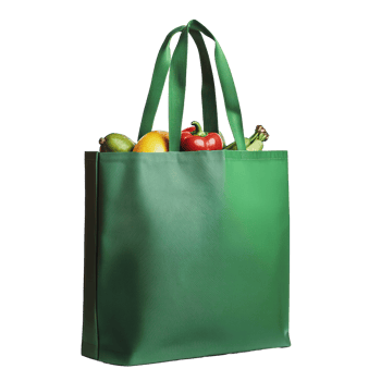 Green reusable bag filled with fresh vegetables png