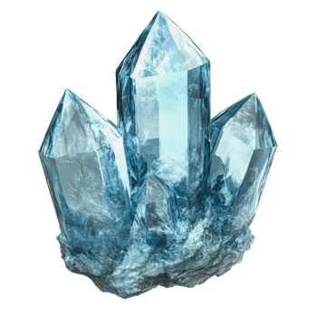 Blue crystal cluster on rocky base png