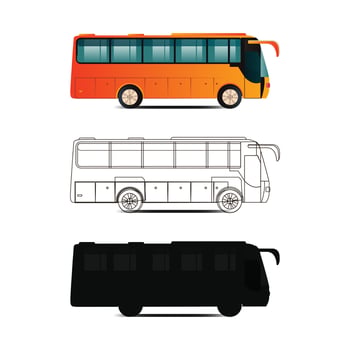 City bus, sides view, editable file vector