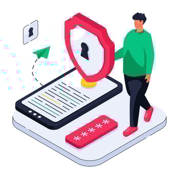 Conceptual isometric design illustration of mobile access vector