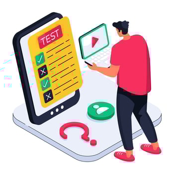 A colored design illustration of online test vector