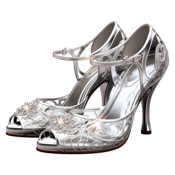 silver shoes on transparent background png