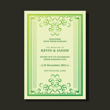 wedding invitation card with floral pattern vector