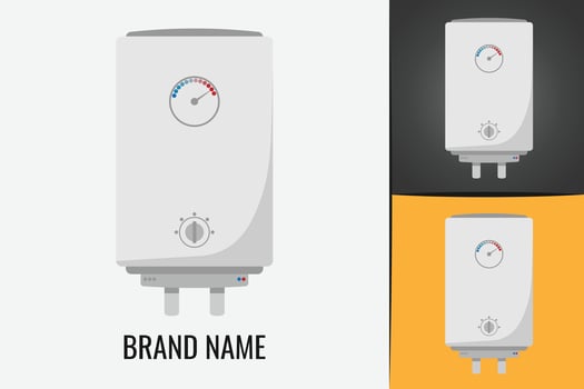 House Electric water heater Gas boiler logo. Boiling heating gas fired boiler logotype vector