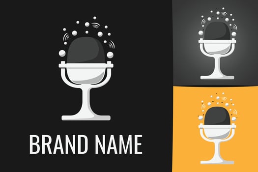 Microphone Logo Podcast Audio Mic Icon voice logotype radio vector
