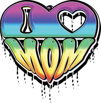 I love Mom hand lettering Graffiti with liquid dripping template vector