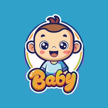 Cute baby smile mascot logo design icon illustration vector