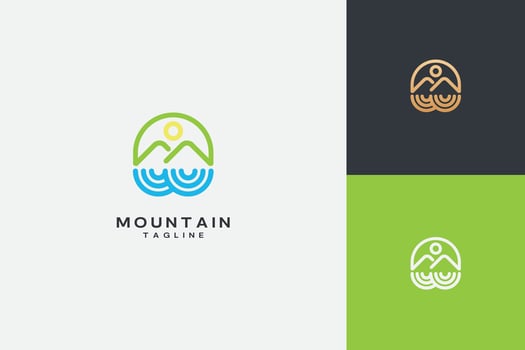 Spot Tourist Mountain Landscape Tour Adventure Logo vector