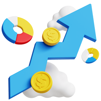 Bar chart profit arrow 3d business icon png