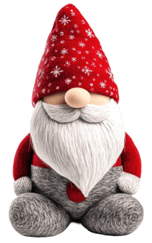 Cute holiday gnome decoration with red hat, cut out - stock . png