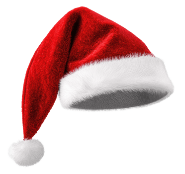 Red Christmas hat with white trim, cut out - stock . png