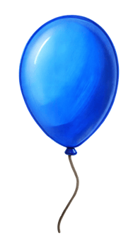Blue balloon floating with a thin string, cut out - stock . png