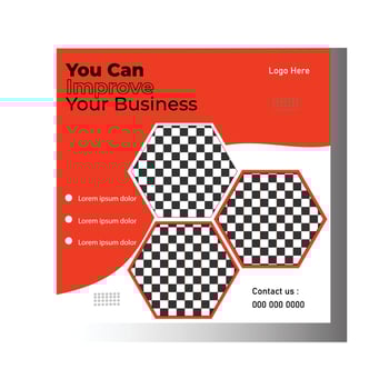 Social media post white and orange design template. vector