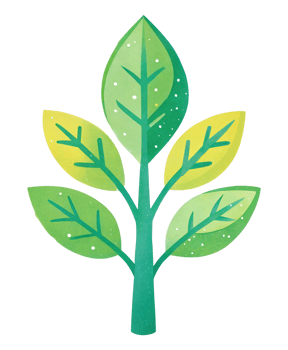 Green tree illustration with vibrant leaves, cut out - stock . png