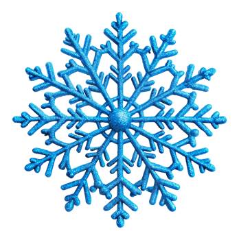 Blue glitter snowflake for winter decoration, cut out - stock . png