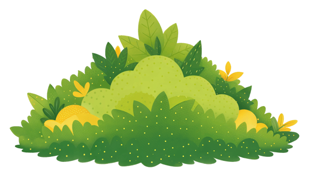 Lush green shrubbery with yellow accents, cut out - stock . png