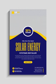 Solar Energy social media stories or web banner template design vector