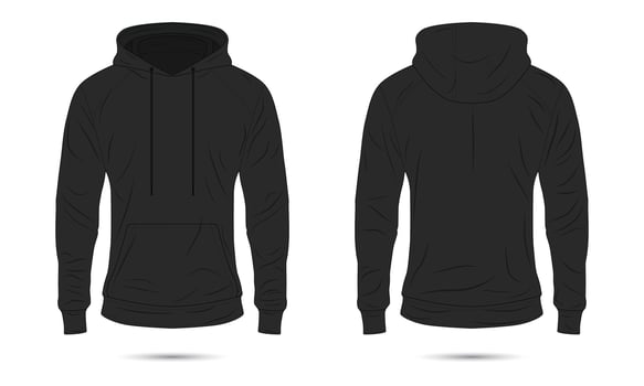 Black hoodie sweater mockup front and back view vector