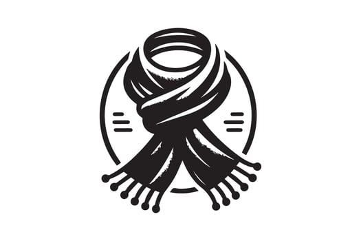 A black and white drawing of a scarf vector
