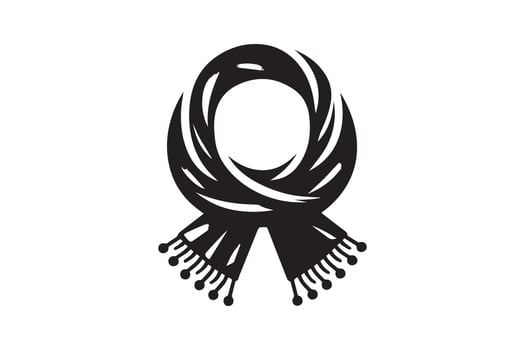 A black and white scarf with fringes vector