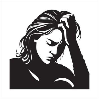 Upset woman , Upset woman silhouette , Upset woman illustration vector