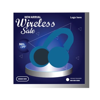 Social media wireless product post design template. vector