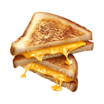 Grilled Cheese Sandwich close up isolated on transparent background png