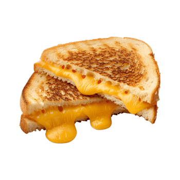A grilled cheese sandwich with melted cheese on top png
