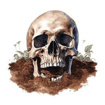 A Human Skull Emerging From the Ground png